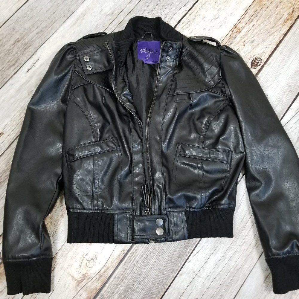 Miley Cyrus Max Azria Faux Leather Moto Jacket Size Large